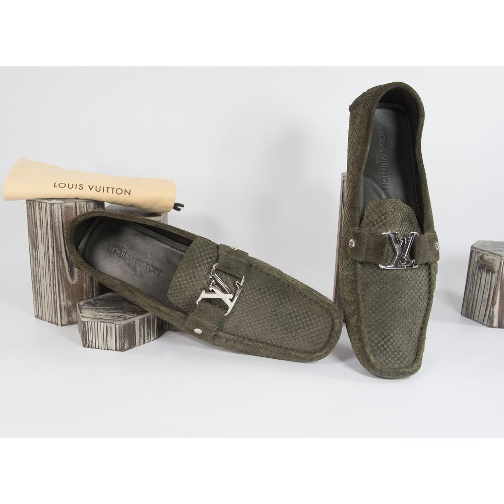 Louis Vuitton Monte Carlo Olive Suede Moccasins 12